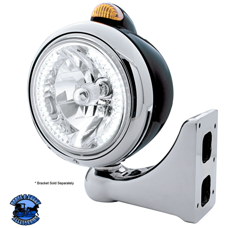 BLACK GUIDE 682-C HEADLIGHT H4 WITH WHITE LED & DUAL MODE LED SIGNAL (Choose Color) HEADLIGHT Amber,Clear Gray
