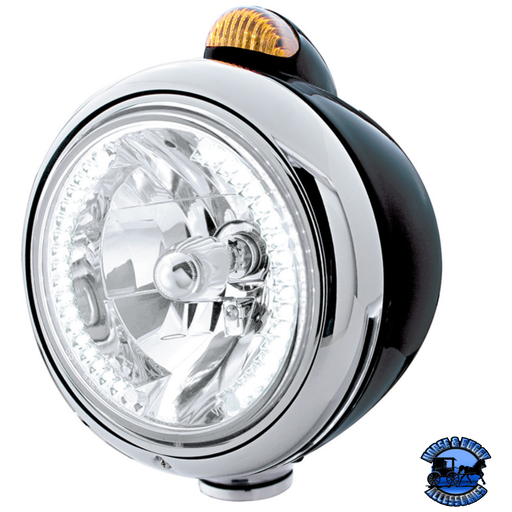 BLACK GUIDE 682-C HEADLIGHT H4 WITH WHITE LED & DUAL MODE LED SIGNAL (Choose Color) HEADLIGHT Amber Light Gray
