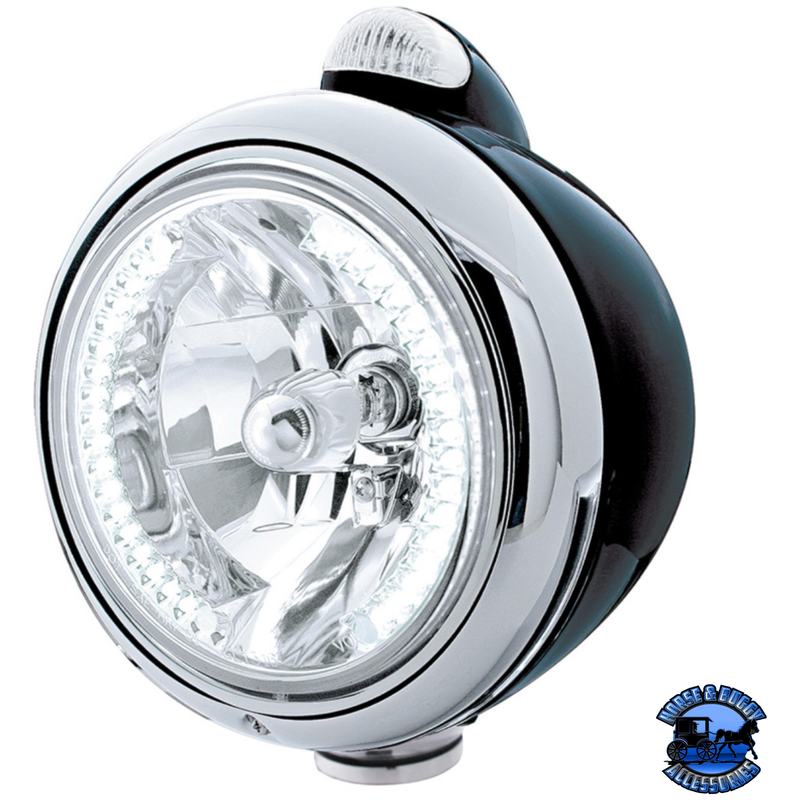 BLACK GUIDE 682-C HEADLIGHT H4 WITH WHITE LED & DUAL MODE LED SIGNAL (Choose Color) HEADLIGHT Clear Light Gray