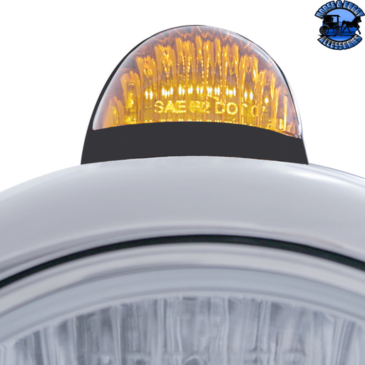 BLACK GUIDE 682-C HEADLIGHT H4 WITH WHITE LED & DUAL MODE LED SIGNAL (Choose Color) HEADLIGHT Amber,Clear Dark Gray