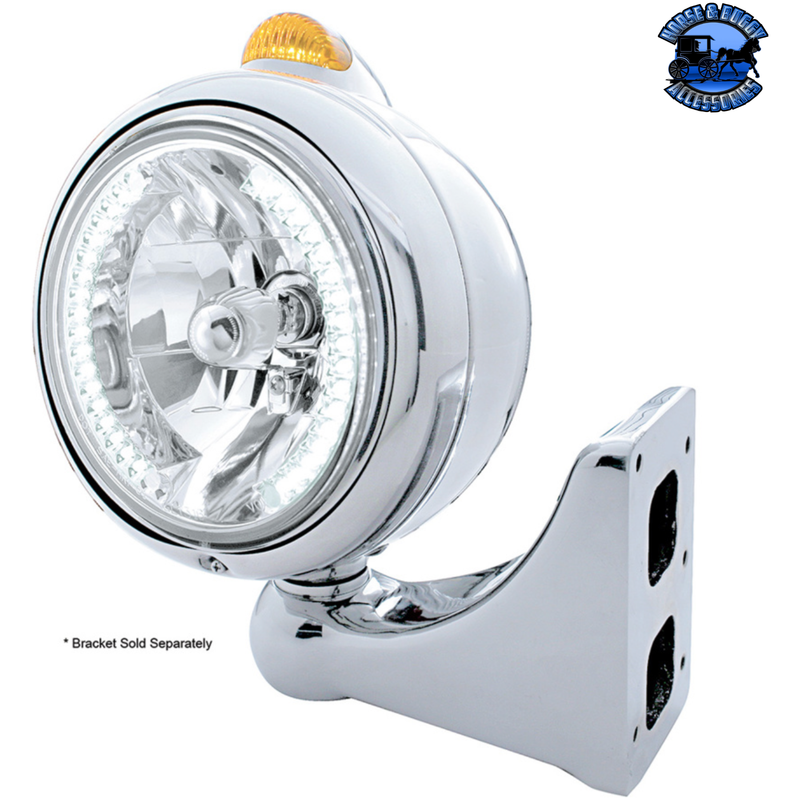 CHROME GUIDE 682-C HEADLIGHT H4 WITH WHITE LED & DUAL MODE LED SIGNAL (Choose Color) HEADLIGHT Amber,Clear Light Gray