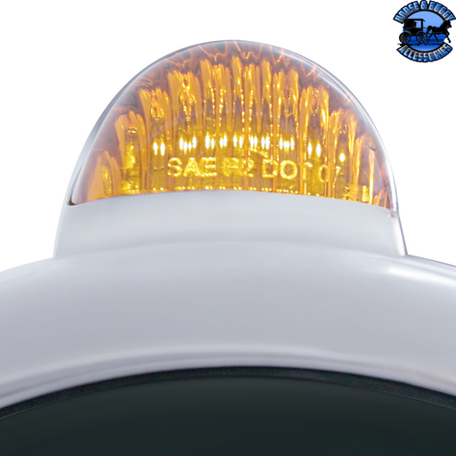 CHROME GUIDE 682-C HEADLIGHT H4 WITH WHITE LED & DUAL MODE LED SIGNAL (Choose Color) HEADLIGHT Amber,Clear Gray