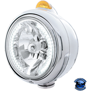CHROME GUIDE 682-C HEADLIGHT H4 WITH WHITE LED & DUAL MODE LED SIGNAL (Choose Color) HEADLIGHT Amber Light Gray