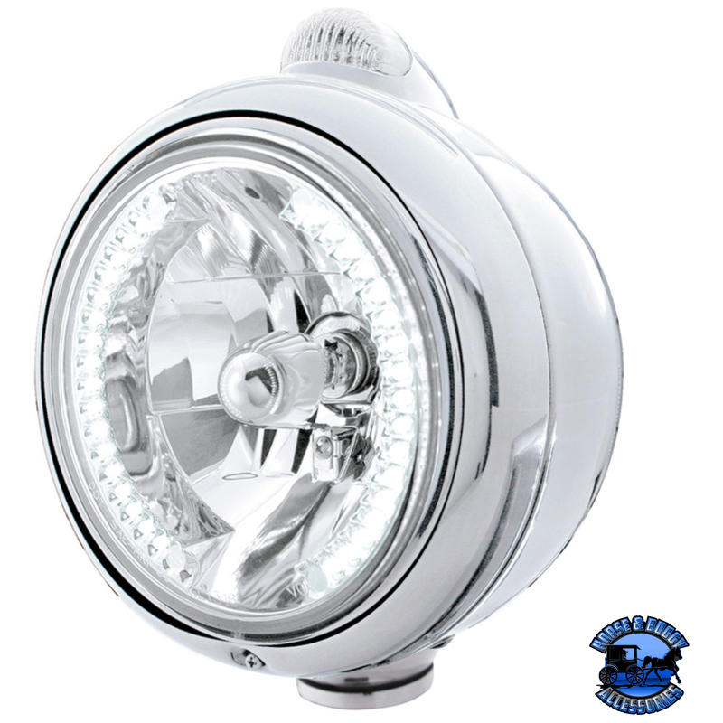 CHROME GUIDE 682-C HEADLIGHT H4 WITH WHITE LED & DUAL MODE LED SIGNAL (Choose Color) HEADLIGHT Clear Light Gray
