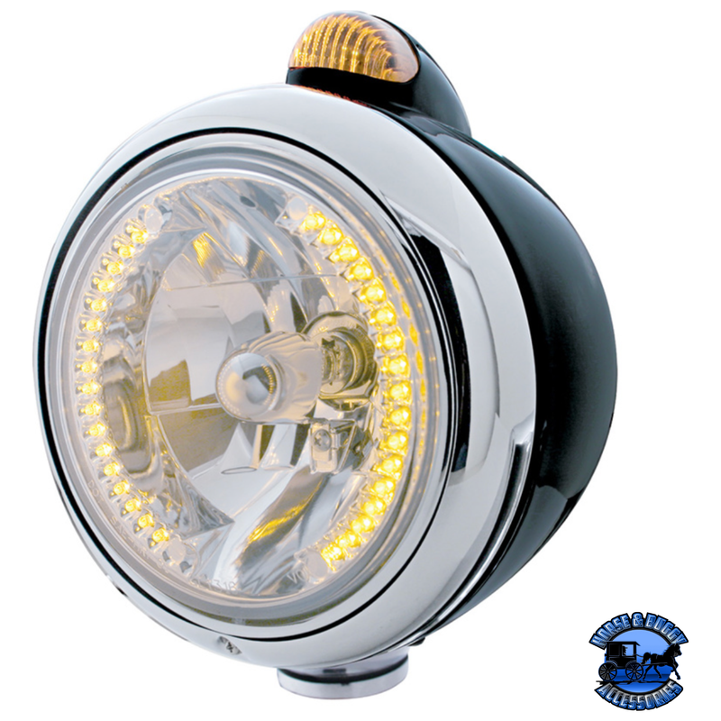 BLACK GUIDE 682-C HEADLIGHT H4 WITH AMBER LED & DUAL MODE LED SIGNAL (Choose Color) HEADLIGHT Amber Gray
