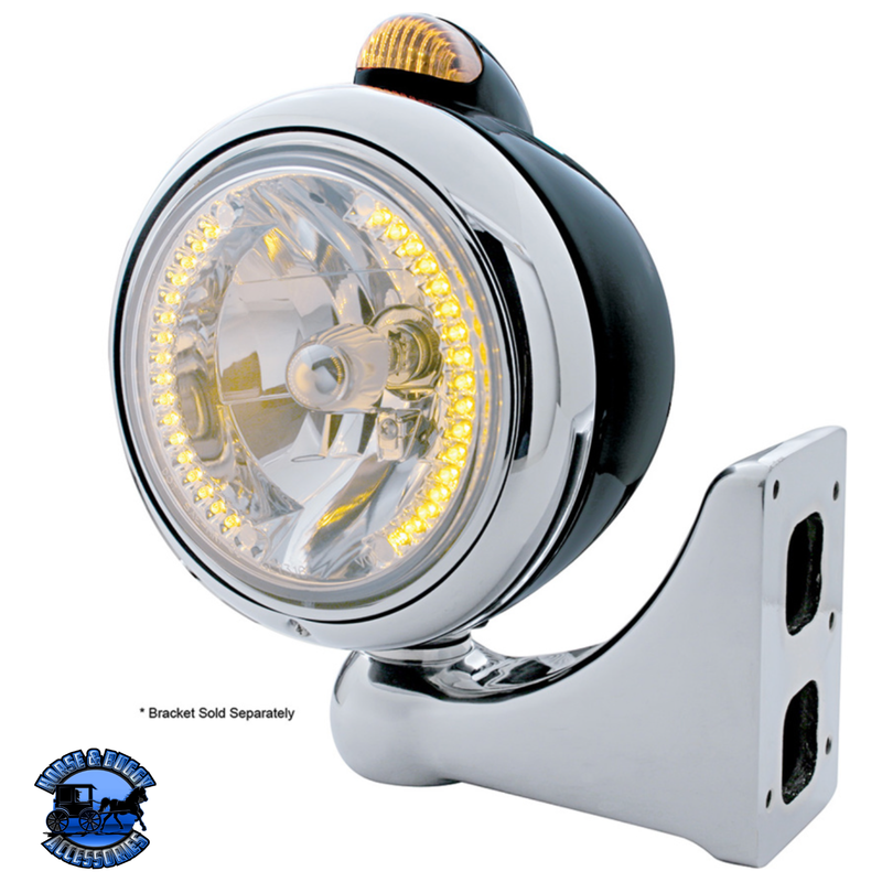 BLACK GUIDE 682-C HEADLIGHT H4 WITH AMBER LED & DUAL MODE LED SIGNAL (Choose Color) HEADLIGHT Amber,Clear Gray