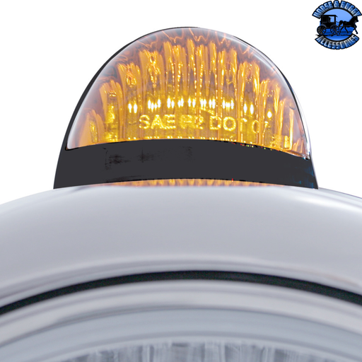 BLACK GUIDE 682-C HEADLIGHT H4 WITH AMBER LED & DUAL MODE LED SIGNAL (Choose Color) HEADLIGHT Amber,Clear Gray