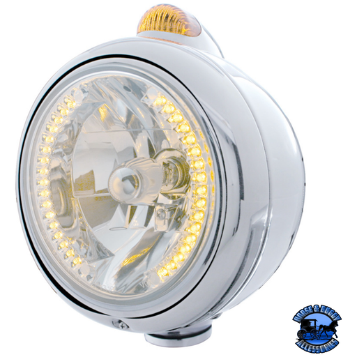 CHROME GUIDE 682-C HEADLIGHT H4 WITH AMBER LED & DUAL MODE LED SIGNAL (Choose Color) HEADLIGHT Amber Gray