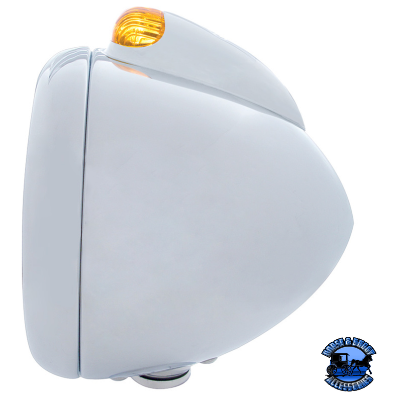 CHROME GUIDE 682-C HEADLIGHT H4 WITH AMBER LED & DUAL MODE LED SIGNAL (Choose Color) HEADLIGHT Amber,Clear Light Gray