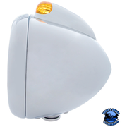 STAINLESS STEEL GUIDE 682-C HEADLIGHT H4 WITH AMBER LED & DUAL MODE LED SIGNAL (Choose Color) HEADLIGHT Amber,Clear Light Gray