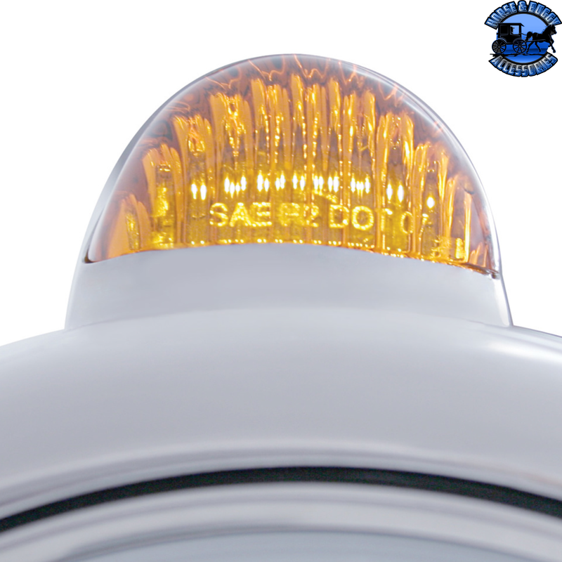 STAINLESS STEEL GUIDE 682-C HEADLIGHT H4 WITH AMBER LED & DUAL MODE LED SIGNAL (Choose Color) HEADLIGHT Amber,Clear Gray