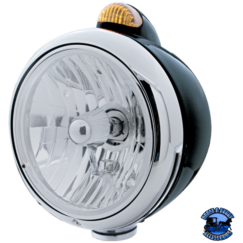 BLACK GUIDE 682-C HEADLIGHT CRYSTAL H4 & DUAL MODE LED SIGNAL #32416 HEADLIGHT Gray