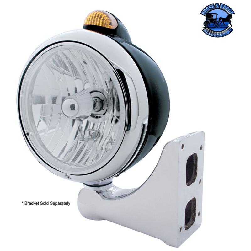 BLACK GUIDE 682-C HEADLIGHT CRYSTAL H4 & DUAL MODE LED SIGNAL #32416 HEADLIGHT Gray