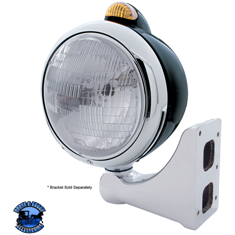 BLACK GUIDE 682-C HEADLIGHT H6024 & DUAL MODE LED SIGNAL (Choose Color) HEADLIGHT Amber,Clear Gray