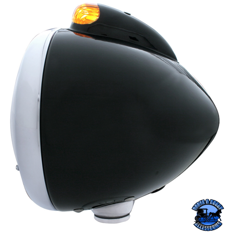 BLACK GUIDE 682-C HEADLIGHT H6024 & DUAL MODE LED SIGNAL (Choose Color) HEADLIGHT Amber,Clear Black
