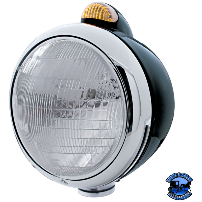 BLACK GUIDE 682-C HEADLIGHT 6014 & DUAL MODE LED SIGNAL (Choose Color) HEADLIGHT Amber Gray