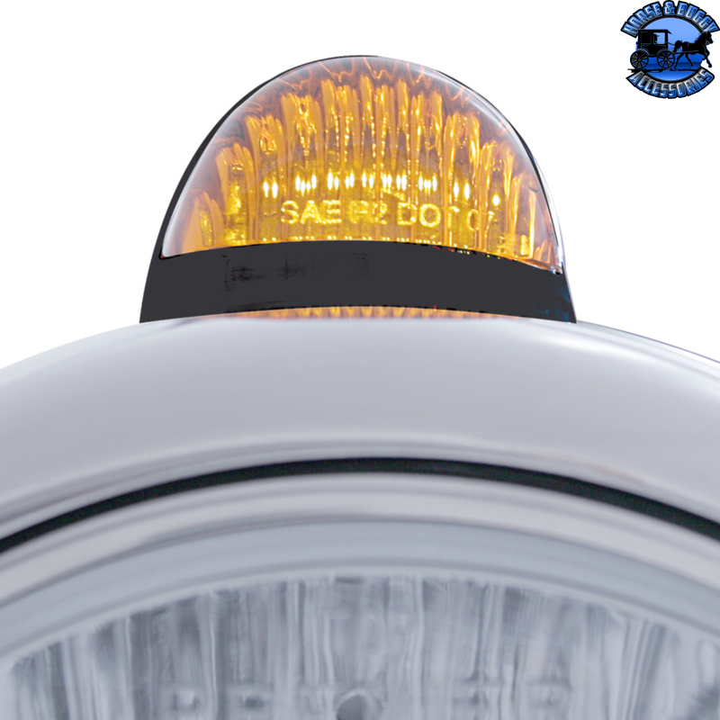 BLACK GUIDE 682-C HEADLIGHT 6014 & DUAL MODE LED SIGNAL (Choose Color) HEADLIGHT Amber,Clear Dark Gray