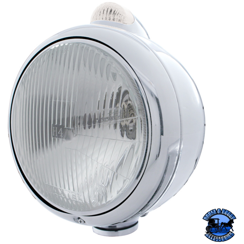 CHROME GUIDE 682-C HEADLIGHT H4 & DUAL MODE LED SIGNAL (Choose Color) HEADLIGHT Clear Gray