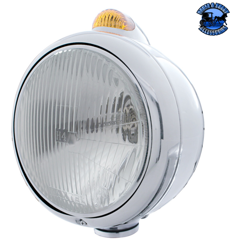 CHROME GUIDE 682-C HEADLIGHT H4 & DUAL MODE LED SIGNAL (Choose Color) HEADLIGHT Amber Gray
