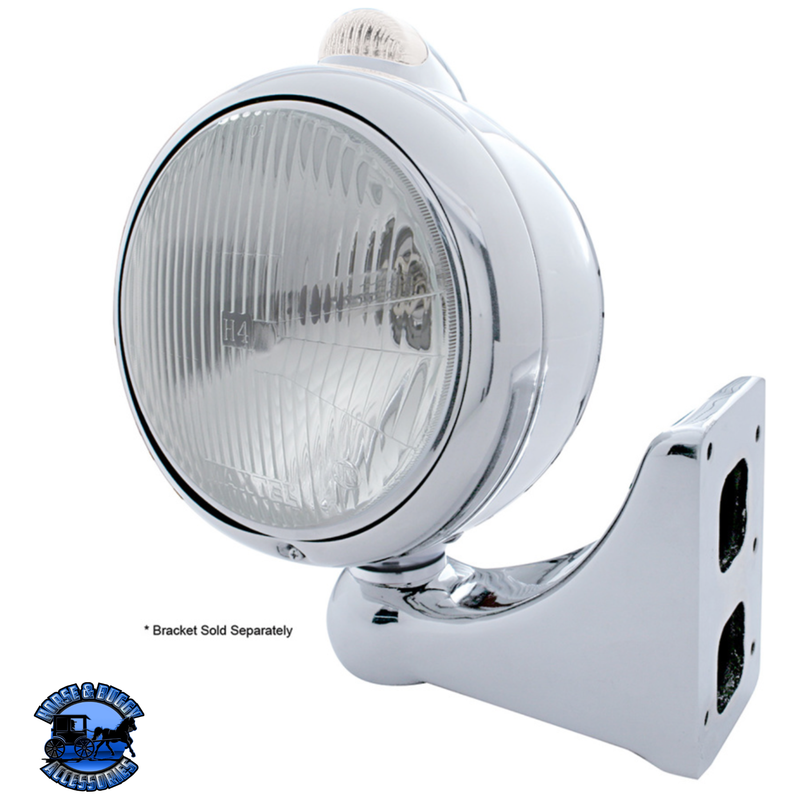 CHROME GUIDE 682-C HEADLIGHT H4 & DUAL MODE LED SIGNAL (Choose Color) HEADLIGHT Clear,Amber Gray