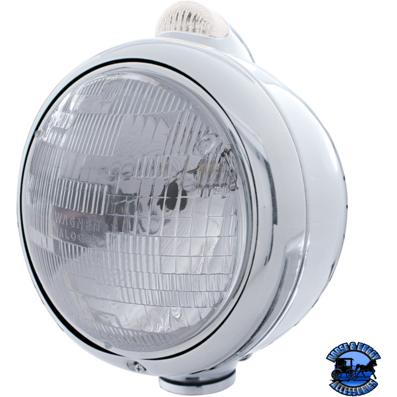 CHROME GUIDE 682-C HEADLIGHT H6024 & DUAL MODE LED SIGNAL (Choose Color) HEADLIGHT Clear Gray