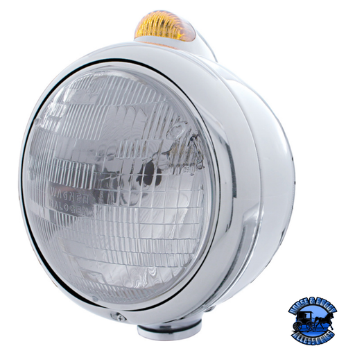 CHROME GUIDE 682-C HEADLIGHT H6024 & DUAL MODE LED SIGNAL (Choose Color) HEADLIGHT Amber Gray