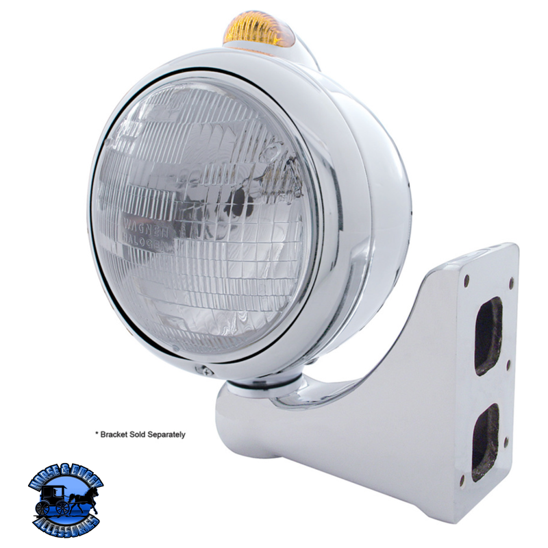 CHROME GUIDE 682-C HEADLIGHT H6024 & DUAL MODE LED SIGNAL (Choose Color) HEADLIGHT Amber,Clear Gray