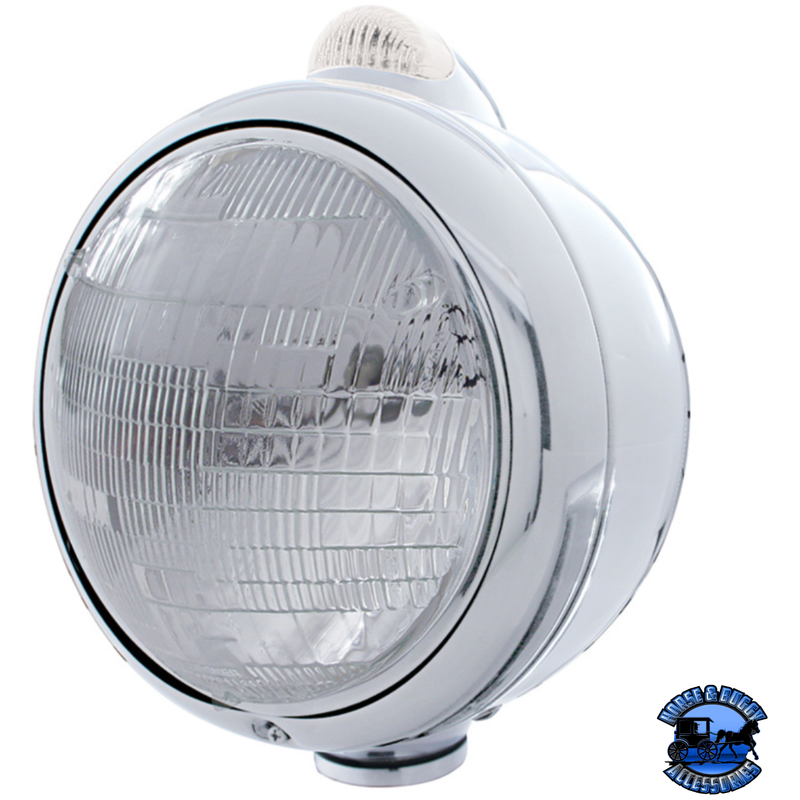 CHROME GUIDE 682-C HEADLIGHT 6014 & DUAL MODE LED SIGNAL (Choose Color) HEADLIGHT Clear Gray