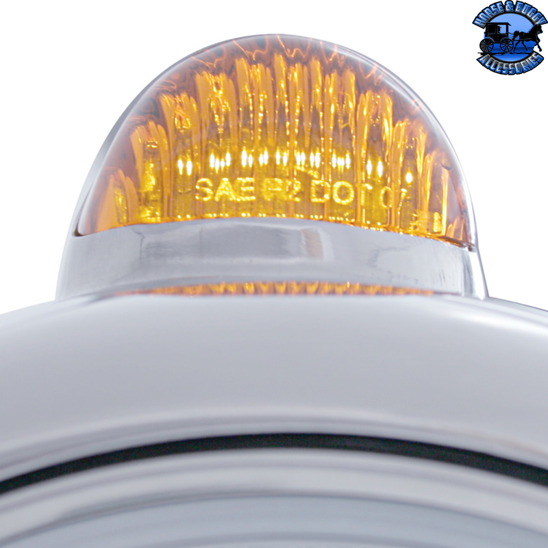 CHROME GUIDE 682-C HEADLIGHT 6014 & DUAL MODE LED SIGNAL (Choose Color) HEADLIGHT Amber,Clear Gray
