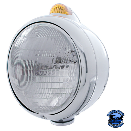 CHROME GUIDE 682-C HEADLIGHT 6014 & DUAL MODE LED SIGNAL (Choose Color) HEADLIGHT Amber Gray