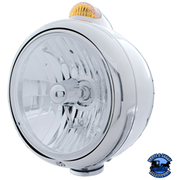 STAINLESS STEEL GUIDE 682-C HEADLIGHT CRYSTAL H4 & DUAL MODE LED SIGNAL (Choose Color) HEADLIGHT Amber Light Gray