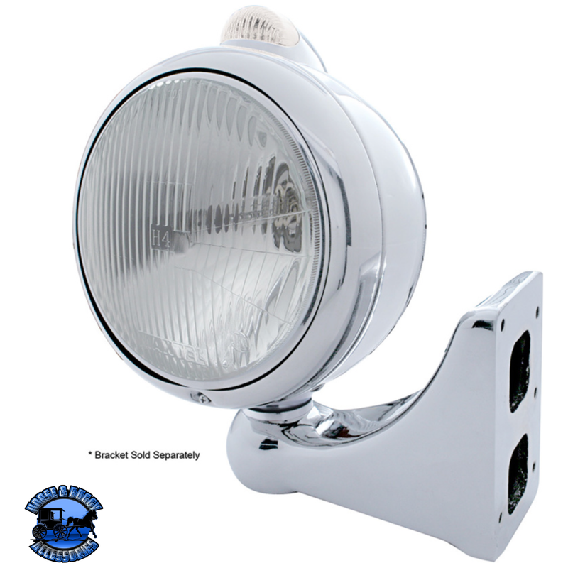 STAINLESS STEEL GUIDE 682-C HEADLIGHT H4 & DUAL MODE LED SIGNAL (Choose Color) HEADLIGHT Clear,Amber Gray