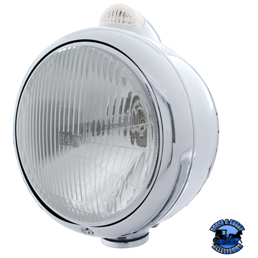 Gray STAINLESS STEEL GUIDE 682-C HEADLIGHT H4 & DUAL MODE LED SIGNAL (Choose Color) HEADLIGHT Clear