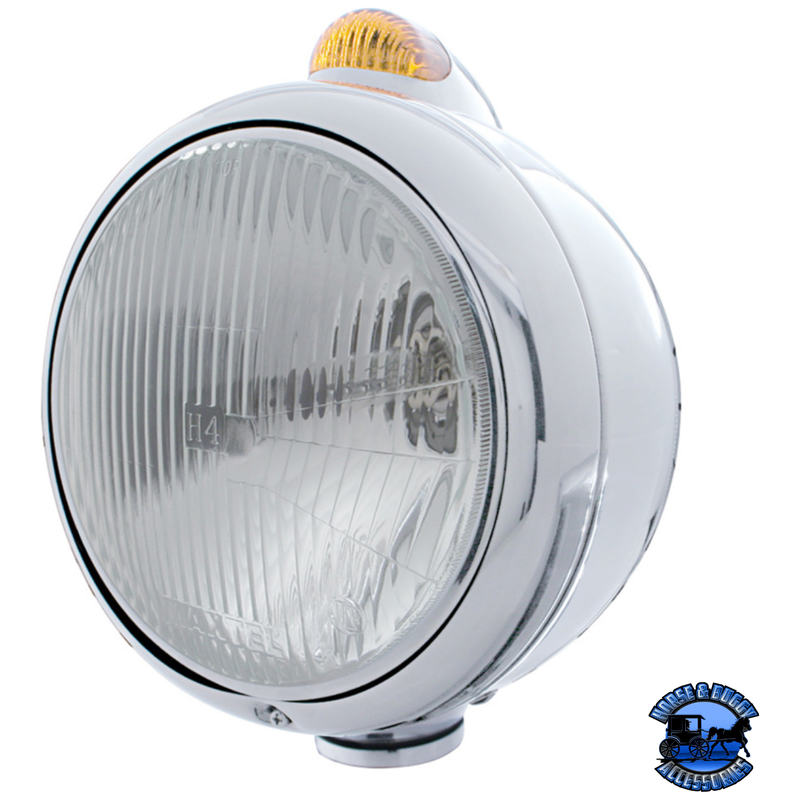 STAINLESS STEEL GUIDE 682-C HEADLIGHT H4 & DUAL MODE LED SIGNAL (Choose Color) HEADLIGHT Amber Gray