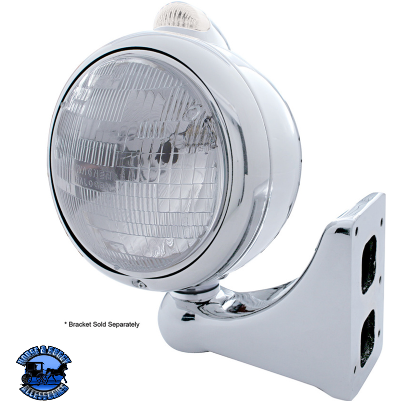 STAINLESS STEEL GUIDE 682-C HEADLIGHT H6024 & DUAL MODE LED SIGNAL (Choose Color) HEADLIGHT Clear,Amber Gray