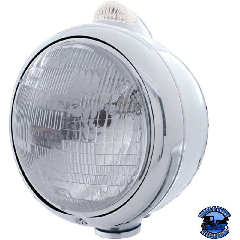 STAINLESS STEEL GUIDE 682-C HEADLIGHT H6024 & DUAL MODE LED SIGNAL (Choose Color) HEADLIGHT Clear Gray
