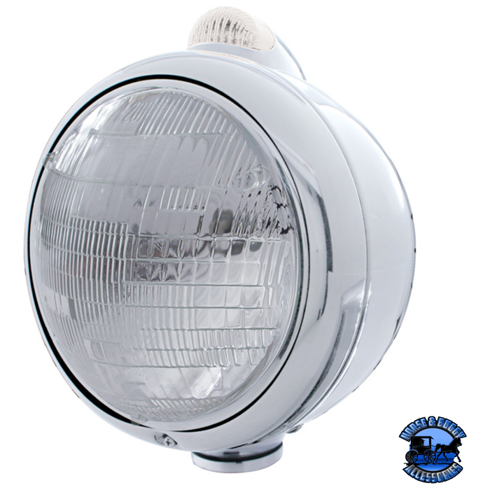 Gray STAINLESS STEEL GUIDE 682-C HEADLIGHT 6014 & DUAL MODE LED SIGNAL (Choose Color) HEADLIGHT Clear