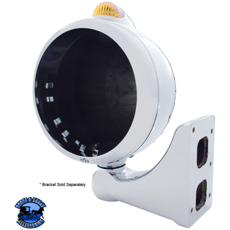 STAINLESS STEEL GUIDE 682-C HEADLIGHT NO BULB WITH LED SIGNAL (Choose Color) HOUSING Amber,Clear Light Gray