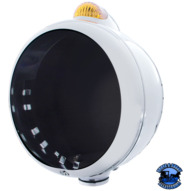 STAINLESS STEEL GUIDE 682-C HEADLIGHT NO BULB WITH LED SIGNAL (Choose Color) HOUSING Amber Black