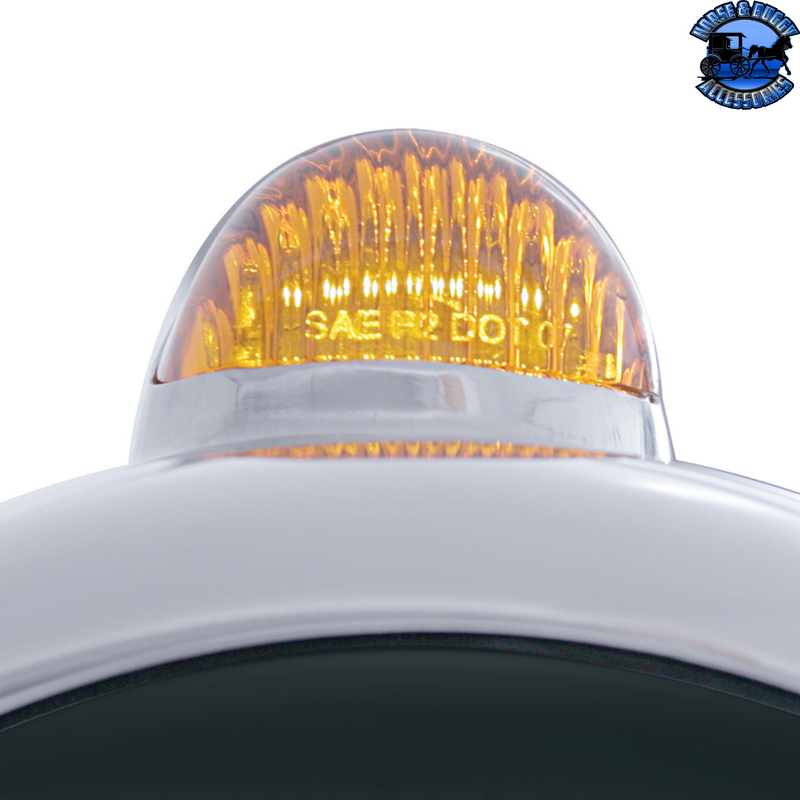 STAINLESS STEEL GUIDE 682-C HEADLIGHT NO BULB WITH LED SIGNAL (Choose Color) HOUSING Amber,Clear Gray