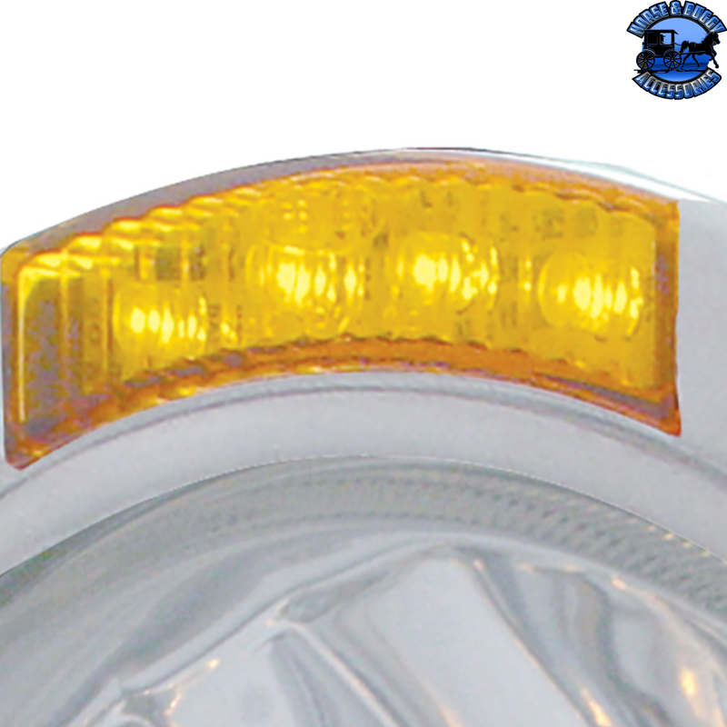 STAINLESS STEEL BULLET HALF MOON HEADLIGHT H4 WITH 10 AMBER LED & LED TURN SIGNAL (Choose Mode) (Choose Color) HEADLIGHT Dual / Amber,Dual / Clear,Single / Amber,Single / Clear Gray