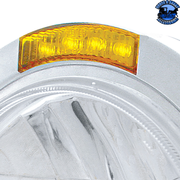 STAINLESS STEEL BULLET CLASSIC HEADLIGHT H4 WITH 10 AMBER LED & LED TURN SIGNAL (Choose Mode) (Choose Color) HEADLIGHT Dual / Amber,Dual / Clear,Single / Amber,Single / Clear Light Gray