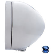 STAINLESS STEEL BULLET CLASSIC HEADLIGHT H4 WITH 10 AMBER LED & LED TURN SIGNAL (Choose Mode) (Choose Color) HEADLIGHT Dual / Amber,Dual / Clear,Single / Amber,Single / Clear Gray