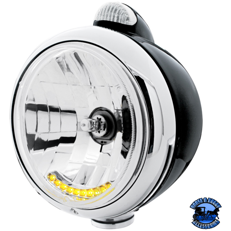 BLACK GUIDE 682-C HEADLIGHT H4 WITH 10 AMBER LED & DUAL MODE LED SIGNAL (Choose Color) HEADLIGHT Clear Dark Slate Gray