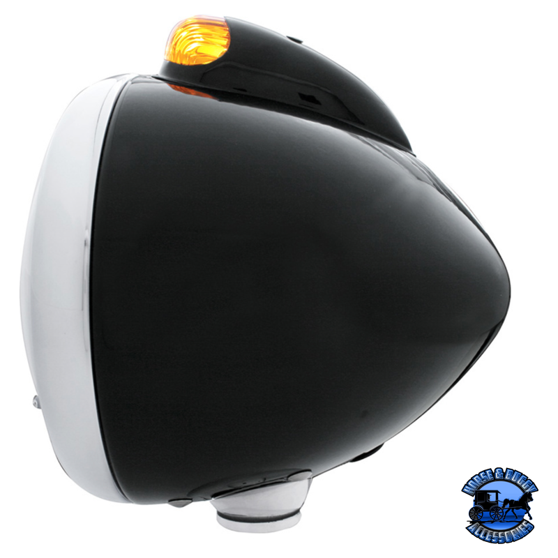 BLACK GUIDE 682-C HEADLIGHT H4 WITH 10 AMBER LED & DUAL MODE LED SIGNAL (Choose Color) HEADLIGHT Amber,Clear Light Gray