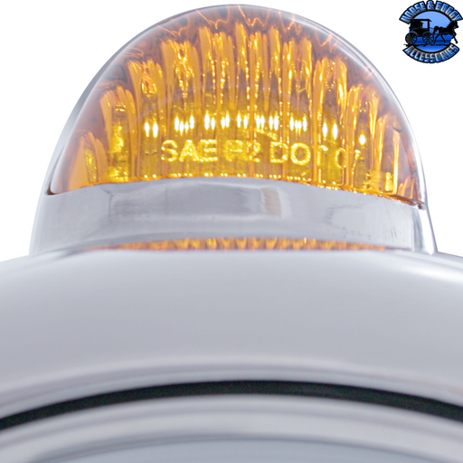 CHROME GUIDE 682-C HEADLIGHT H4 WITH 10 AMBER LED & DUAL MODE LED SIGNAL (Choose Color) HEADLIGHT Amber,Clear Gray