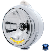 STAINLESS STEEL GUIDE 682-C HEADLIGHT H4 WITH 6 AMBER LED & DUAL MODE LED SIGNAL (Choose Color) HEADLIGHT Clear Light Gray