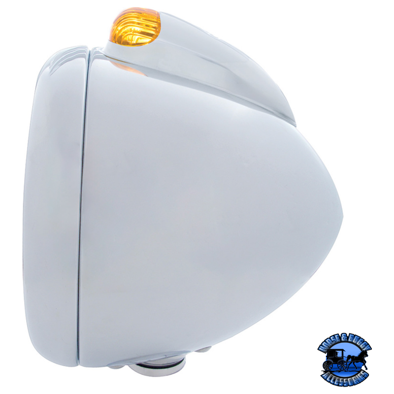 STAINLESS STEEL GUIDE 682-C HEADLIGHT H4 WITH 6 AMBER LED & DUAL MODE LED SIGNAL (Choose Color) HEADLIGHT Amber,Clear Light Gray
