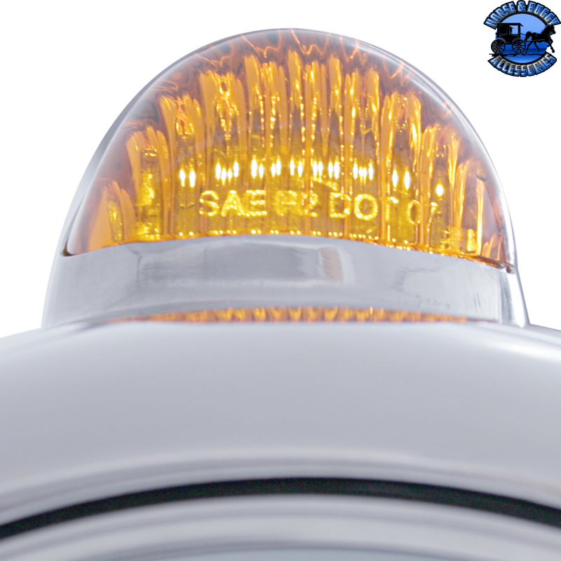 STAINLESS STEEL GUIDE 682-C HEADLIGHT H4 WITH 6 AMBER LED & DUAL MODE LED SIGNAL (Choose Color) HEADLIGHT Amber,Clear Gray