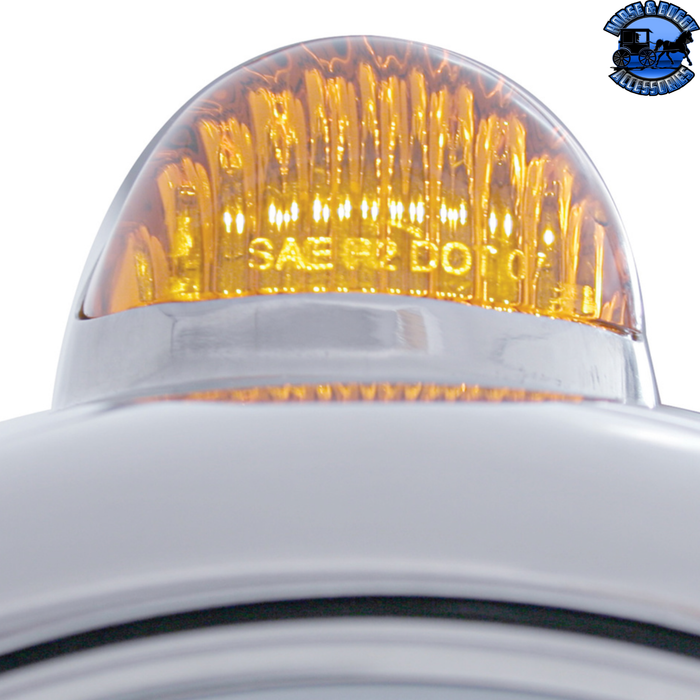 Gray STAINLESS STEEL GUIDE 682-C HEADLIGHT H4 WITH 6 AMBER LED & DUAL MODE LED SIGNAL (Choose Color) HEADLIGHT Amber,Clear